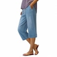 thumbnail image 2 of Capri Jeans for Women Dressy Casual Summer Drawstring Elastic High Waist Wide Leg Capris Pull on Denim Pants 2026 Blue L, 2 of 3