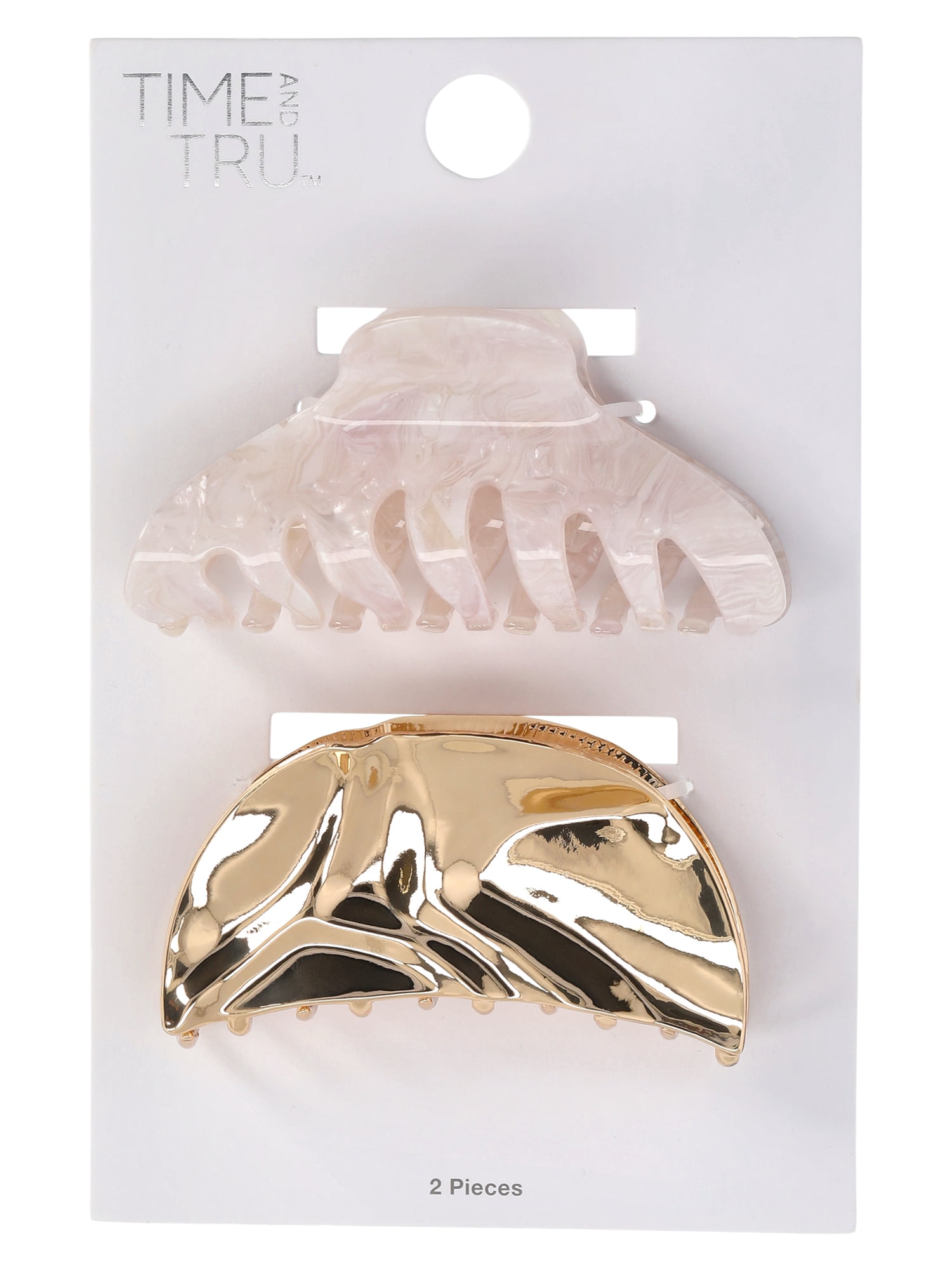 Time and Tru Women's Hair Claw Clips, 2-Pack