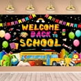 thumbnail image 6 of Welcome Back to School Backdrop, First Day of School Photography Background, Black Back to School Hanging Banner Decorations Poster Bulletin Board for School Classroom Office Supplies 10x6ft, 6 of 6