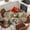 Light Beige, variant on Beige Woode Christmas Round Tablecloth, Fitted Table Cover with Elastic for 45"-54" Round Tables, Xmas Tree Gingerbread Snowman Winter Table Cloth Outdoor Indoor Dinning Party Waterproof Tablecloths