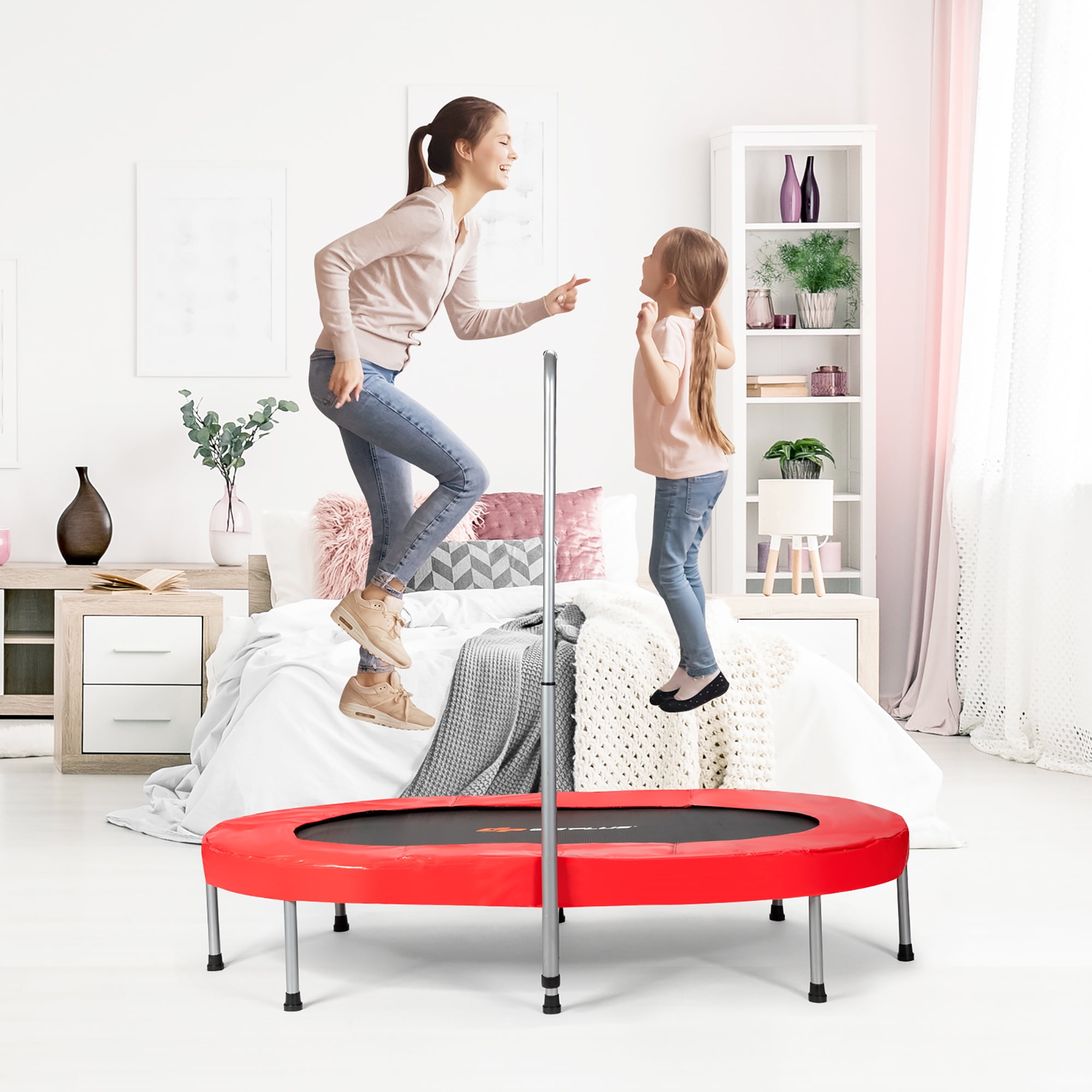 Charge Maximale 120KG Filet de S/écurit/é GOPLUS Trampoline Int/érieur//Ext/érieur pour Enfants Adultes avec /Échelle Tapis de Saut et Poteaux Recouverts pour Fitness