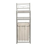 Mainstays Satin Nickel Bathroom Storage Tower with 2 Shelves and Removable Hamper