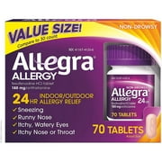 Allegra Adult 24HR Tablet 70 Ct, 180 mg), Indoor/OutdoorAllergy Relief