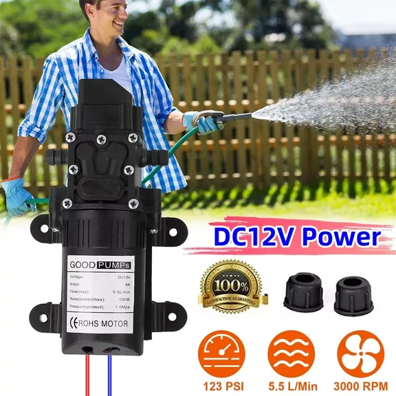 12V Automatic Fresh Water Pressure Diaphragm Pump 5GPM 130PSI for Boat/Marine/RV