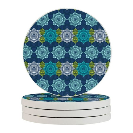 

Circular Drink Coasters Set Vintage Decorative Pattern Beautiful Home Decor Diatomite Heat-Resistant Diatomite Protect Table Countertop