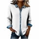thumbnail image 3 of TaTaai Women's Loose Fit Blouse Long Sleeve Lapel Collar Waffle Knit Design Button Front Denim Style Casual Top Gift, 3 of 5