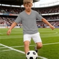 thumbnail image 4 of Tsesme Boys Sports T-Shirt, V-Neck Short Sleeve Tee, Summer Loose Mesh Breathable Workout T-Shirt Daily Wear 5T, 4 of 8