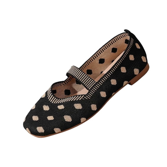 KIJBLAE Women's Stripe Polka Dot Low Cut Moccasin Flats, Slip On Soft Sole Trendy Daily Casual Shoes Black 40