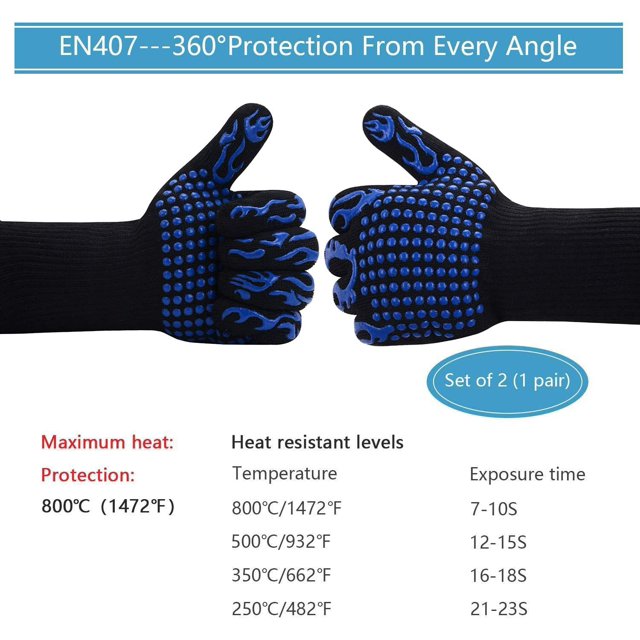 Un par de guantes de barbacoa resistentes al calor (antorchas azules LingWen 8390611492281
