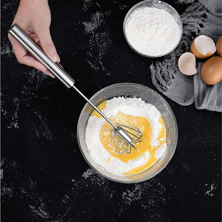 KKR Semi-automatic Egg Whisk, Egg Beater, Stainless Steel Hand Push Whisk  For Eggs Beating, Liquid Whisking & Stirring (12 inches)
