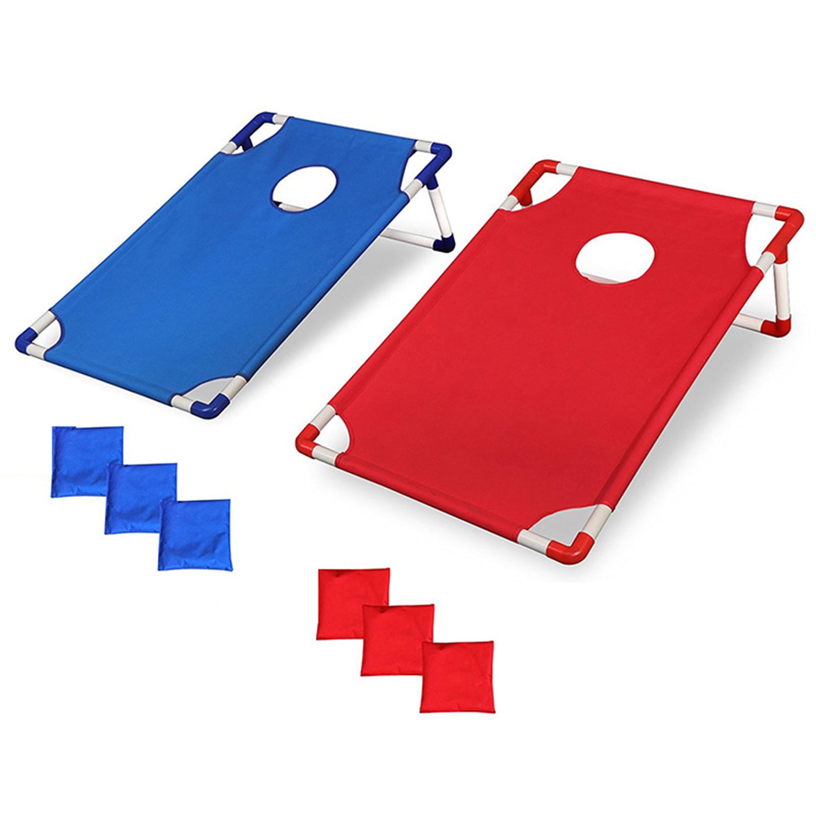 Eccomum Portable Cornhole Set with 2 Collapsible Cornhole Game Boards, 6 Bean Bags and Carrying Case, Camping Games Outdoor Yard Toss Games for Adults Family
