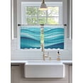 thumbnail image 3 of Teal Gradient Sheer Curtains 2 Panels Set Fluid Wave Art Abstract Modern Lihgt Filtering Rod Pocket Voile Drape, Semi Sheer Window Curtains for Bedroom Living Room, 52"x45", 3 of 5