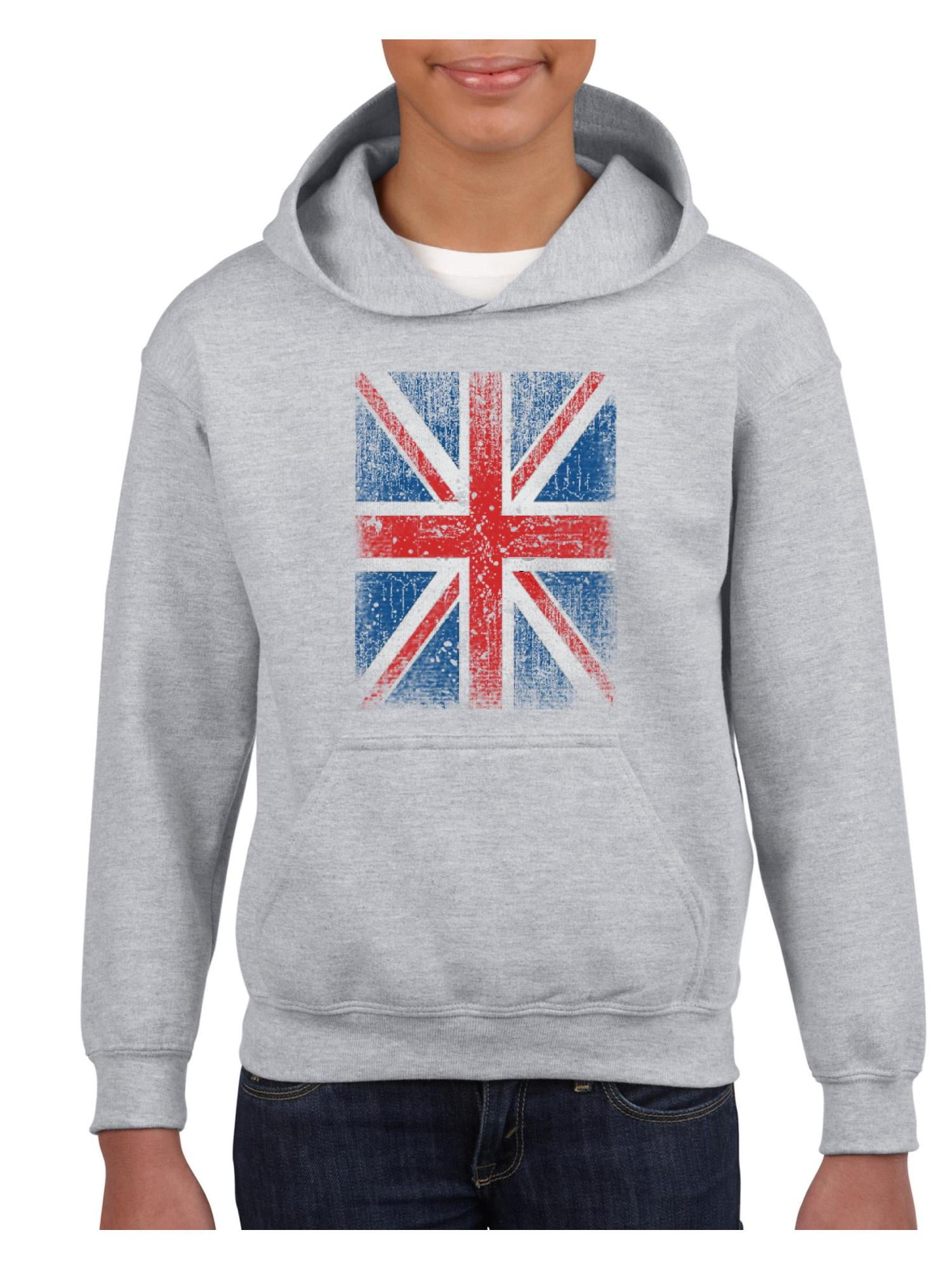 IWPF Youth Union Jack British Flag Hoodie For Girls and Boys Sweatshirt
