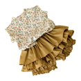 thumbnail image 2 of Conjuntos de dos piezas para niños, Top sin mangas, falda con brotes, pantalones cortos, camisa con estampado de flores de verano, conjunto de pantalones cortos, talla 120, 2 of 5