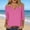 Hot Pink, variant on Women's V-Neck 3/4 Sleeve Solid Color Linen Blend Blouse, Casual Loose Fit, Lightweight Washed Crinkle Fabric, Everyday Summer Tops for Ladies Orange XXXXL