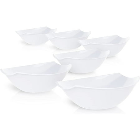 

12 Medium White Disposable Serving Bowls (48oz) - With 12 Clear Disposable Plastic Deluxe Salad Spoons & forks