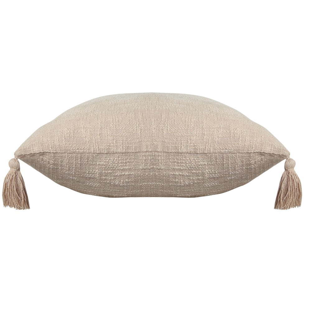 LR Home Ox Bay Hand-Woven Tan/Beige Solid All-Natural Cotton Pillow Cover