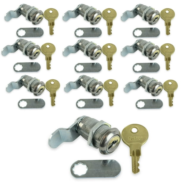 RV Leisure CW 1 1/8" Standard Key Compartment Door Cam Locks 10 PK