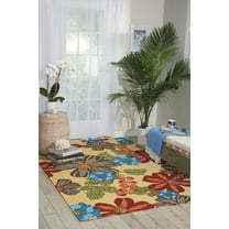 Nourison South Beach Indoor/Outdoor Modern Floral Sand 5' x 7'6" Area Rug, (5' x 8')