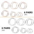 thumbnail image 2 of 12 Pairs 6 Sizes Beading Earring Hoop Round Earrings Hypoallergenic Hoop Earrings Open Beading Hoop Earring Findings for DIY Crafts Gift Wedding Party Festival Favor(Gold, Silver), 2 of 5