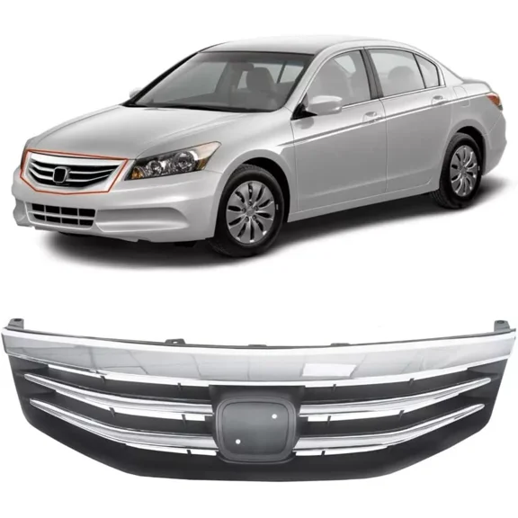 For 2011 2012 Honda Accord Chrome Radiator Bumper Grille Front Upper Grill