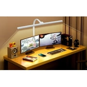OptiLite White Clamp-On LED Desk Lamp, Dimmable Adjustable Arm Task Light with Touch Controls
