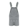 thumbnail image 6 of YABCSAZ Mens Denim Bib Overall Shorts Above Knee Length Rompers Ripped Frayed Distressed Denim Shorts Jumpsuits Summer Casual Loose Walk Dungaree Jumpsuit Relaxed Fit Jean Shorts for Men, 6 of 7