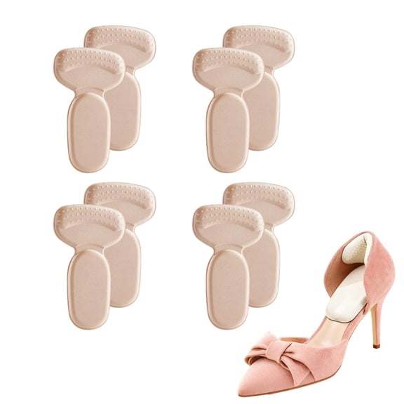 T-Shaped Heel Pads for Loose Shoes – 4 Pairs Soft Sponge Heel Grips, Self-Adhesive Cushion Inserts, Stop Heel Slip & Blisters, for Men & Women Dress Shoes, Sneakers & Boots