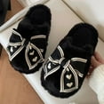 thumbnail image 4 of Women's Cute Bowknot Fuzzy Plush Slippers for Winter Indoor House Slip-Ons Shoes, Warm Fur Lined Slippers with Anti-Skid Sole, 4 of 4