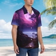 thumbnail image 5 of Daiia Purple Moon Tree Night Sky Hawaiian Shirt for Men Gentle Cotton Regular Short Sleeve Casual-Medium, 5 of 9