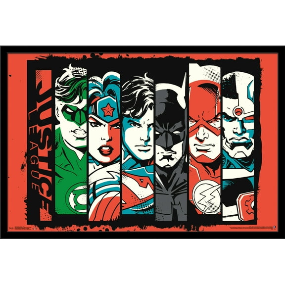 DC Comics - Justice League - Bars Wall Poster, 22.375" x 34", Framed