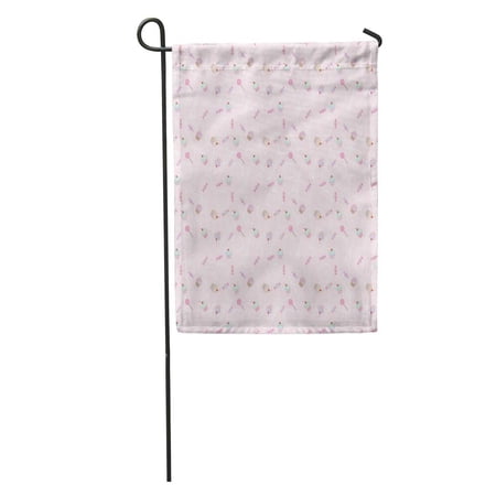 SIDONKU Cute Pattern Eiffel Tower Cupcakes and Sweets on Pastel Pink Garden Flag Decorative Flag House Banner 28x40 inch