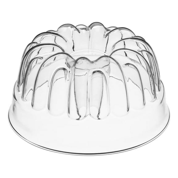 Drevy Clear Glass Fluted Bundt Pan, Heat, Cold, and Shock Proof, Holds 1.4 Quarts (5.4 Cups), Made in Europe, Great for Small Ring Cakes, Puddings, Desserts, Monkey Bread, and More, Dishwasher Safe