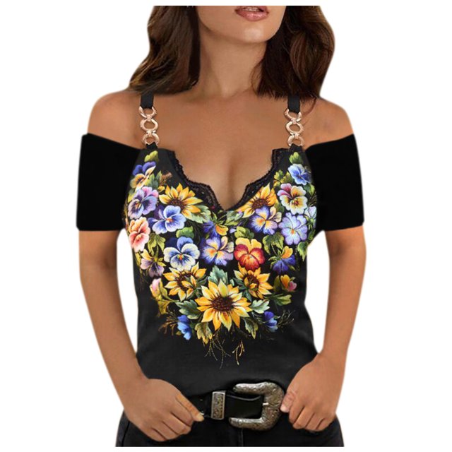 Gibobby Camisetas Mujer Manga Corta Blouse Top for Women Short Sleeves Street Causal Fashion Blose(Multicolor,XL)