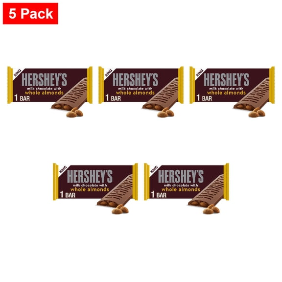 HERSHEYS Milk Chocolate with Whole Almonds King Size Candy Bar 2.6 oz - 5 Pack