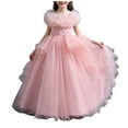 thumbnail image 3 of THDHVS Flower Girl Dress,Elegant Sleeveless Round Neck Girls Dress Solid Color Tulle Tutu For Spring Summer Party And Pageant,Girls' Dresses Pink, 3 of 8