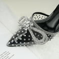 thumbnail image 3 of JENN ARDOR Women's Low Heels Slingback Bow Kitten Pumps Rhinestone Dressy Shoes, 3 of 5