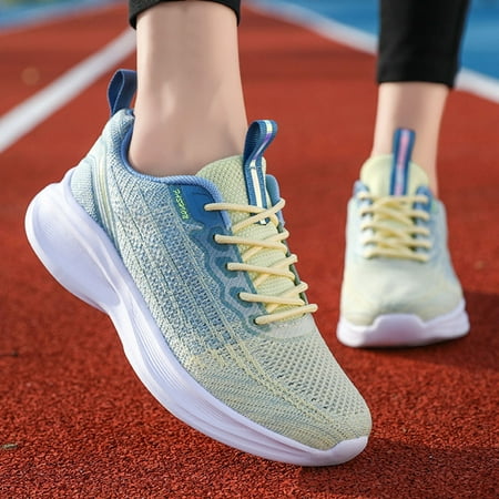 

Ladies Fashion Casual Shoes Mesh Breathable Lightweight Damping Absorbing Soft Sole Lace Up Sport Shoes