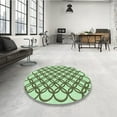thumbnail image 4 of Ahgly Tapis Rond Lavable en Machine Intérieur Transitionnel Vert Fougère, 7 Pieds Rond, 4 of 7