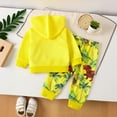 thumbnail image 4 of Tisuna Boys Sweatsuit Dinosaur Print Long Sleeve Hooded Tracksuit Warm Loose Boys Fall Winter Holiday Casual 2 Pieces Outfits 6-9 Months Yellow, 4 of 8