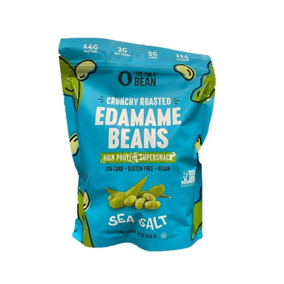The Only Bean Sea Salt Roasted Edamame Beans, 18 Ounce