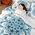 thumbnail image 4 of jejeloiu Retro Boho Flowers 7-Piece Twin Bedding Sets,Bohemian Medallion Gloral Bedding Comforter Set,White Cyan Sheet Sets For Girls Kids,Super Cozy Room Decor Reversible, 4 of 8