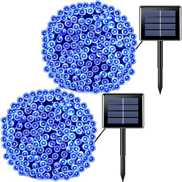2 Pack Green Lights Solar Powered 200 LED 75.5ft Each Solar String Lights Outdoor Waterproof 8 Modes Green Christmas Lights for Patio Garden Tree Halloween Decorations