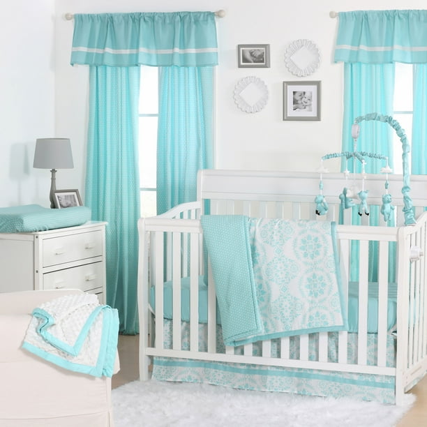The Peanut Shell 3 Piece Baby Crib Bedding Set Teal Blue