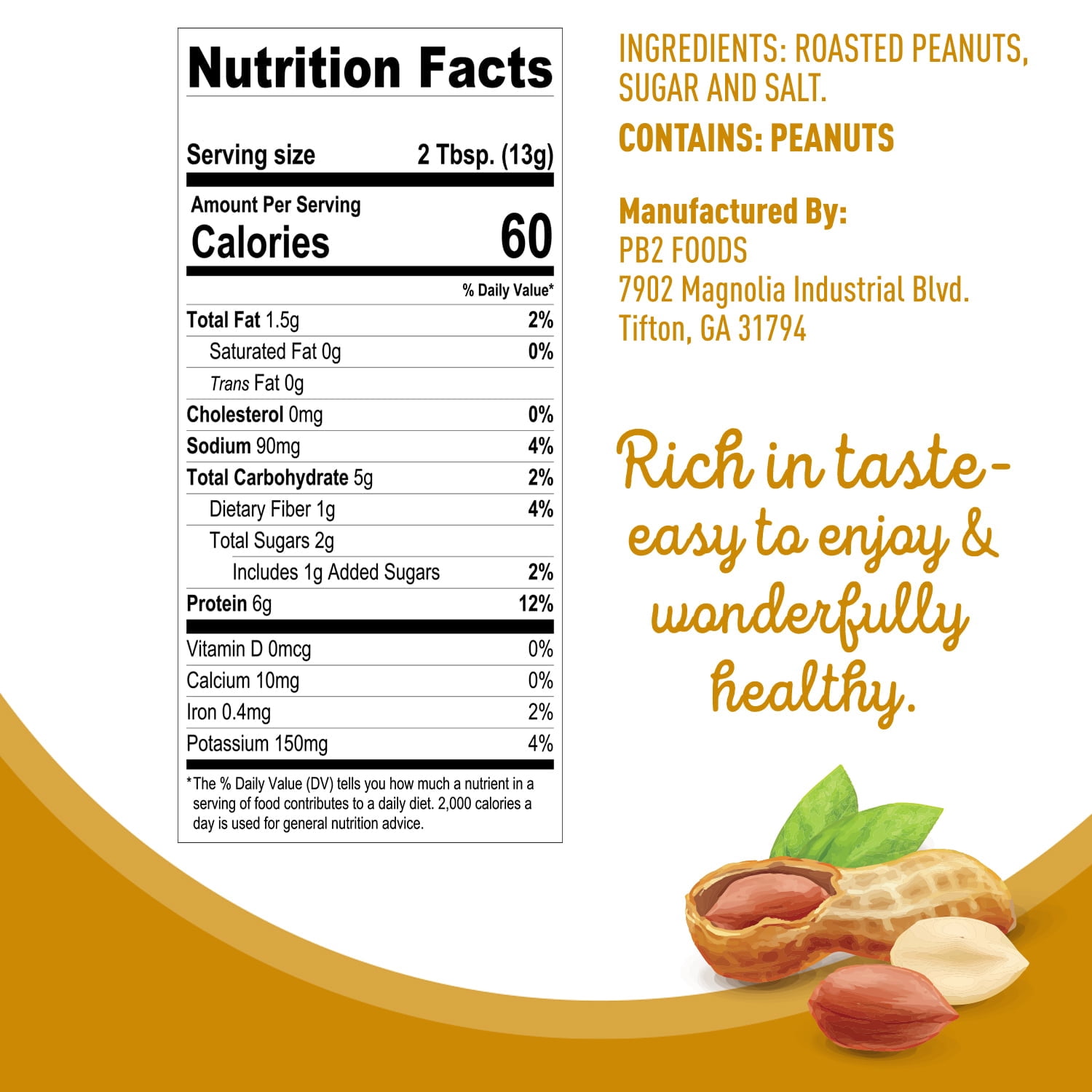 Pack of 6, Pb2 Original Powdered Peanut Butter, 16 oz