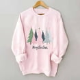 thumbnail image 2 of SwiftWear Pink Christmas Themed Crewneck Pullover Sweatshirt for Women - Holiday Print Long Sleeve Tops Cozy No-Hood Design with Festive Graphic, 2 of 5