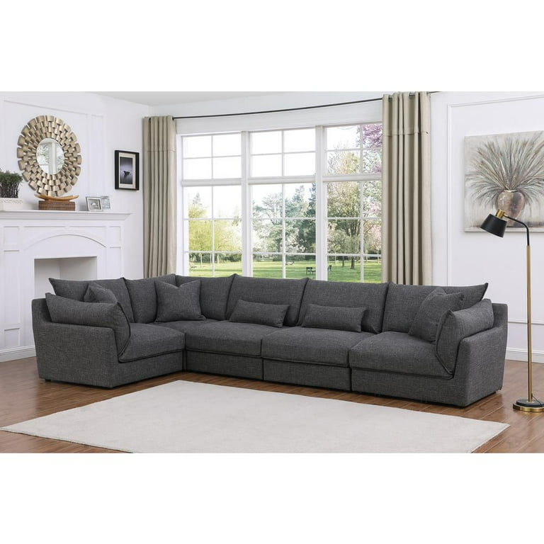Claire Beautiful Modern 5-Piece Dark Gray Linen Fabric