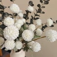 thumbnail image 4 of Faux Flowers Kiku White - 10 Stems & Eucalyptus Stems, Fake Small Mini Chrysanthemum Flowers, Realistic Artificial Flowers, Pom Pom Balls for Aesthetic Room Decor, Floral Arrangements Centerpiece, 4 of 9