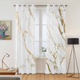 thumbnail image 2 of White Gold Abstract Kitchen Curtains 84 Inch Length, Modern Marble Geometric Grommet Top Bedroom Living Room Curtains, Light Filtering Cafe Curtain Drapes 2 Panels Set 84''x84'', 2 of 9