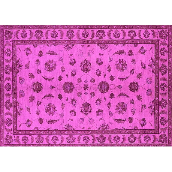 Ahgly Company Indoor Rectangle Oriental Pink Industrial Area Rugs, 7' x 10'